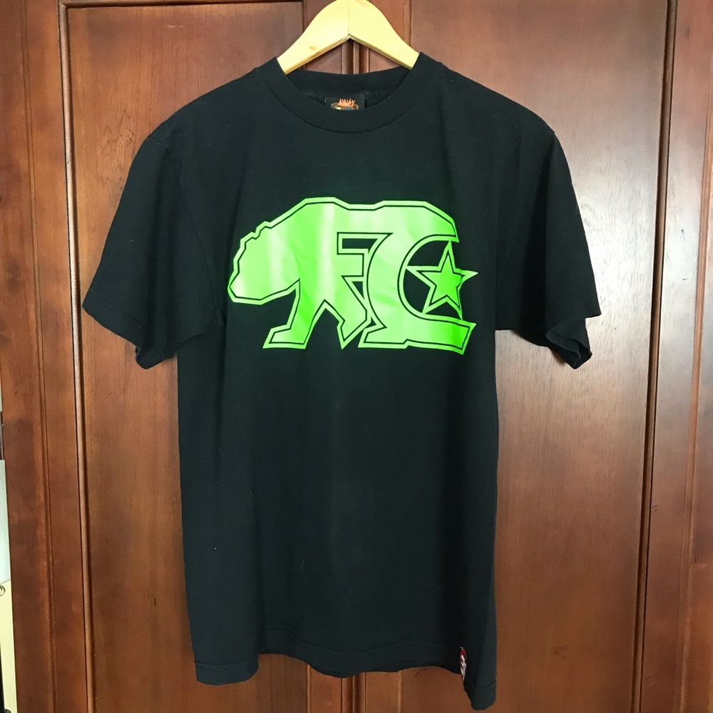 Fabric ali Black T-Shirt California Bear Logo Mens Size M Medium
